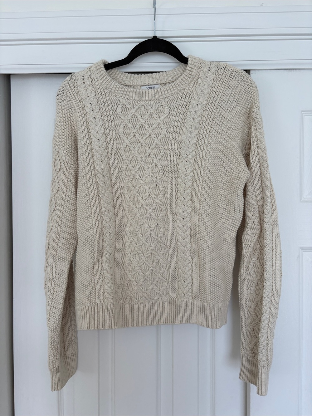 J. Crew Cream Cable Knit Crew Sweater